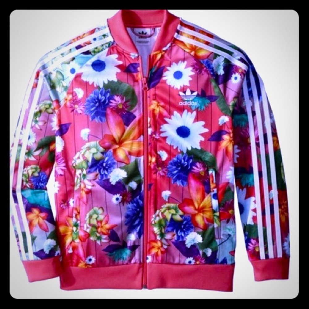 ADIDAS Original Youth Zip-up Floral Track Jacket